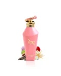 hawwa-pink-perfume-bottle-beside-box-against-white-background